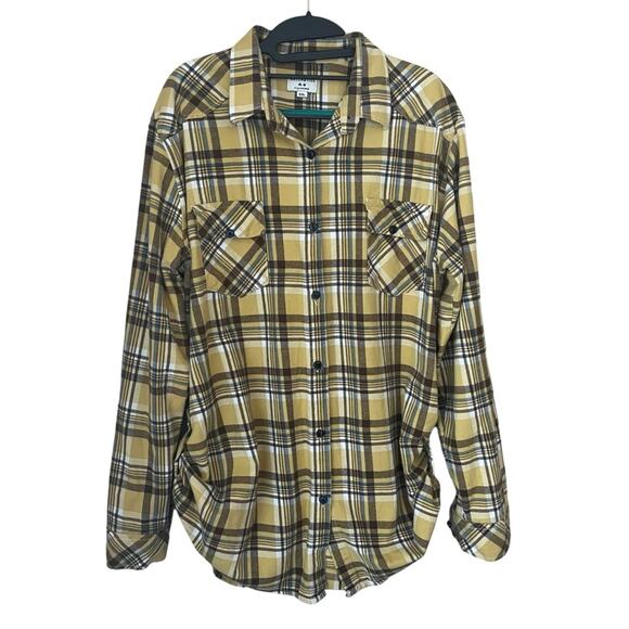 Plaid yellow versatile women’s flannel size 2XL Matchstick - Picture 2 of 7
